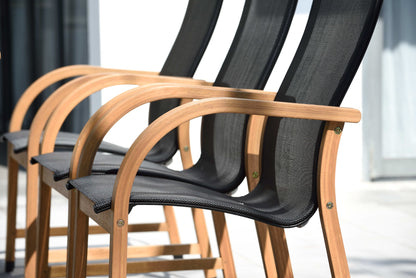 Manhattan Black Armchair 4-Piece with wood arms and black mesh seats LifestyleGarden US on Tampa Home & Garden Store