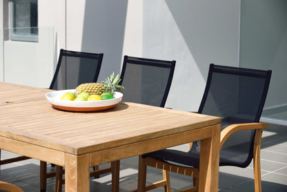 Rinjani rectangular dining table and 6 Manhattan black armchairs outdoor set LifestyleGarden US on Tampa Home & Garden Store