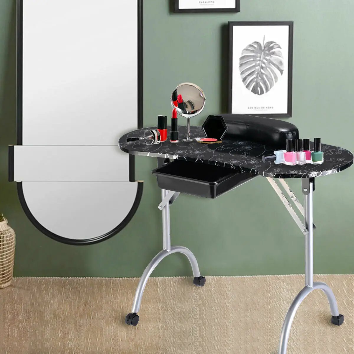 Foldable Manicure Table With Wrist Cushion