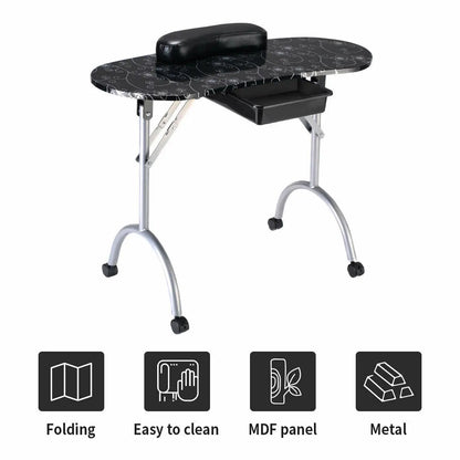 Foldable Manicure Table With Wrist Cushion