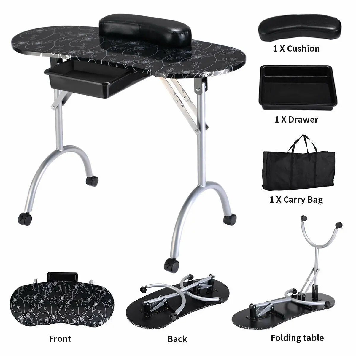 Foldable Manicure Table With Wrist Cushion
