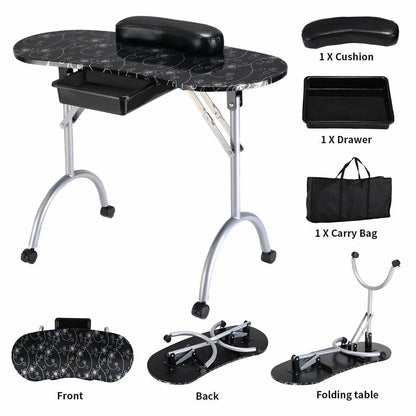 Foldable Manicure Table With Wrist Cushion