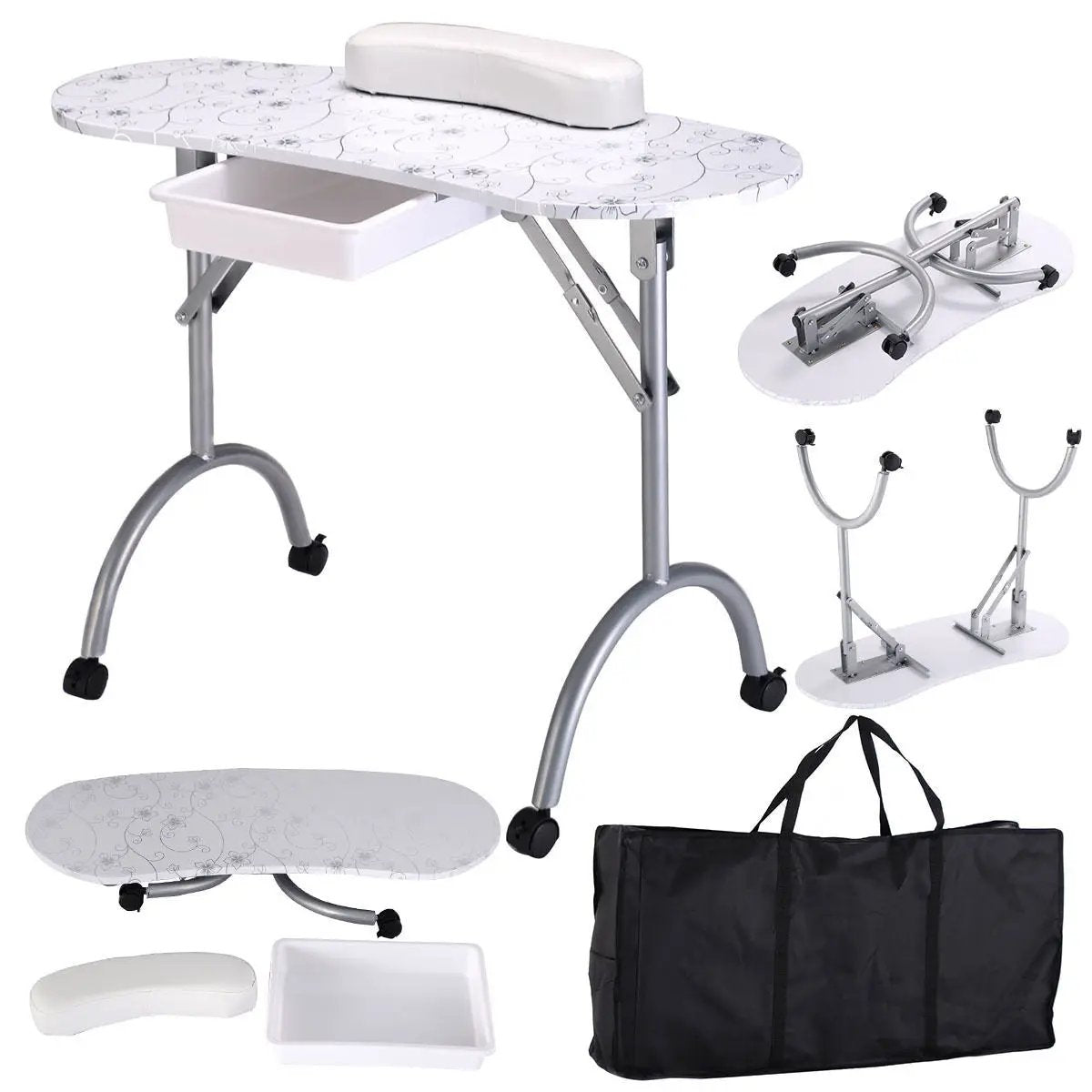 Foldable Manicure Table With Wrist Cushion