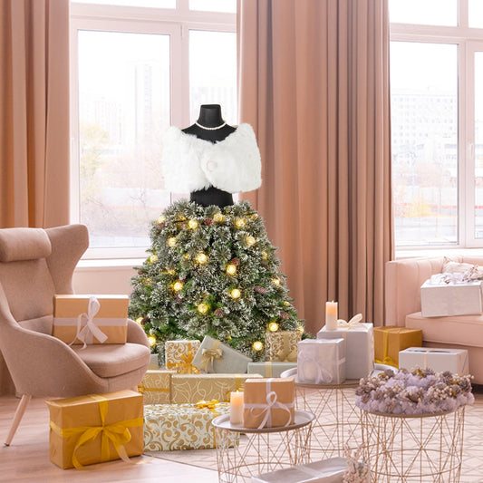 5 FT Pre-lit Mannequin Artificial Christmas Tree Hinged Dress Form Xmas Tree with 465 Branch Tips