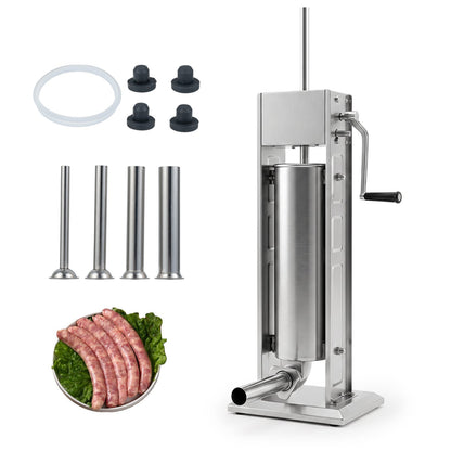 Manual sausage stuffer with four stainless steel tubes and crank handle by DirectDeals on Tampa Home & Garden Store