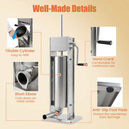 Manual sausage stuffer DirectDeals, stainless steel, 4 tubes, 2 speeds, vertical unit on Tampa Home & Garden Store
