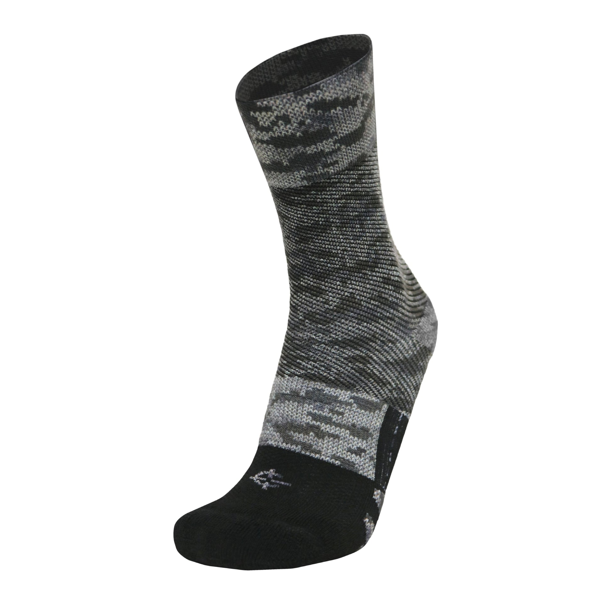 Marauder athletic sock by Covert Threads in grayscale camouflage knit, mid-calf on Tampa Home & Garden Store