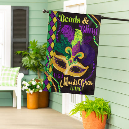 Mardi Gras Beads & Bling Applique House Flag - Tampa Home & Garden Store