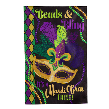 Mardi Gras Beads & Bling Applique House Flag - Tampa Home & Garden Store