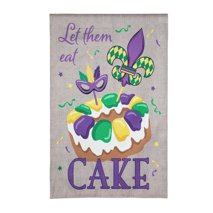 Mardi Gras Let Them Eat Cake Burlap House Flag - Tampa Home & Garden Store