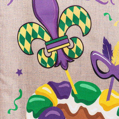 Mardi Gras Let Them Eat Cake Burlap House Flag - Tampa Home & Garden Store