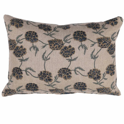 Maria Linen Floral Throw Pillow Cover, Indigo - Tampa Home & Garden Store