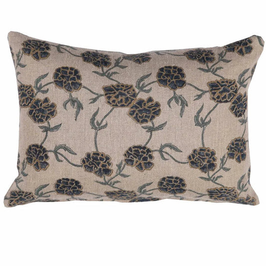 Maria Linen Floral Throw Pillow Cover, Indigo - Tampa Home & Garden Store