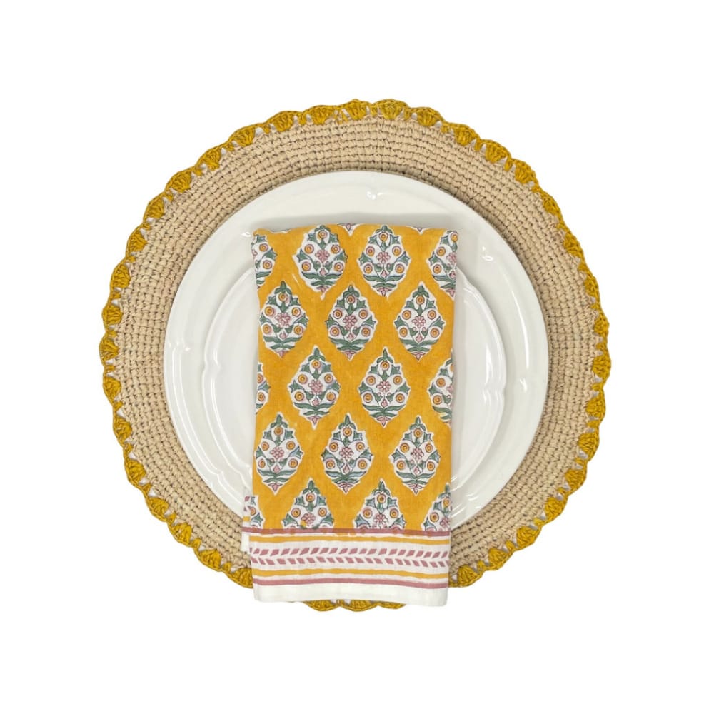 Marigold Raffia Placemats, Boho Round Natural Hand Woven Placemats, Table Mats for Dining Table - Tampa Home & Garden Store