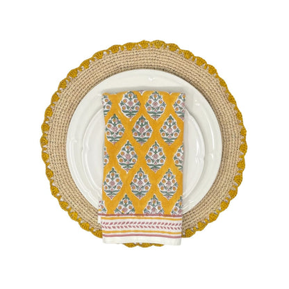 Marigold Raffia Placemats, Boho Round Natural Hand Woven Placemats, Table Mats for Dining Table - Tampa Home & Garden Store