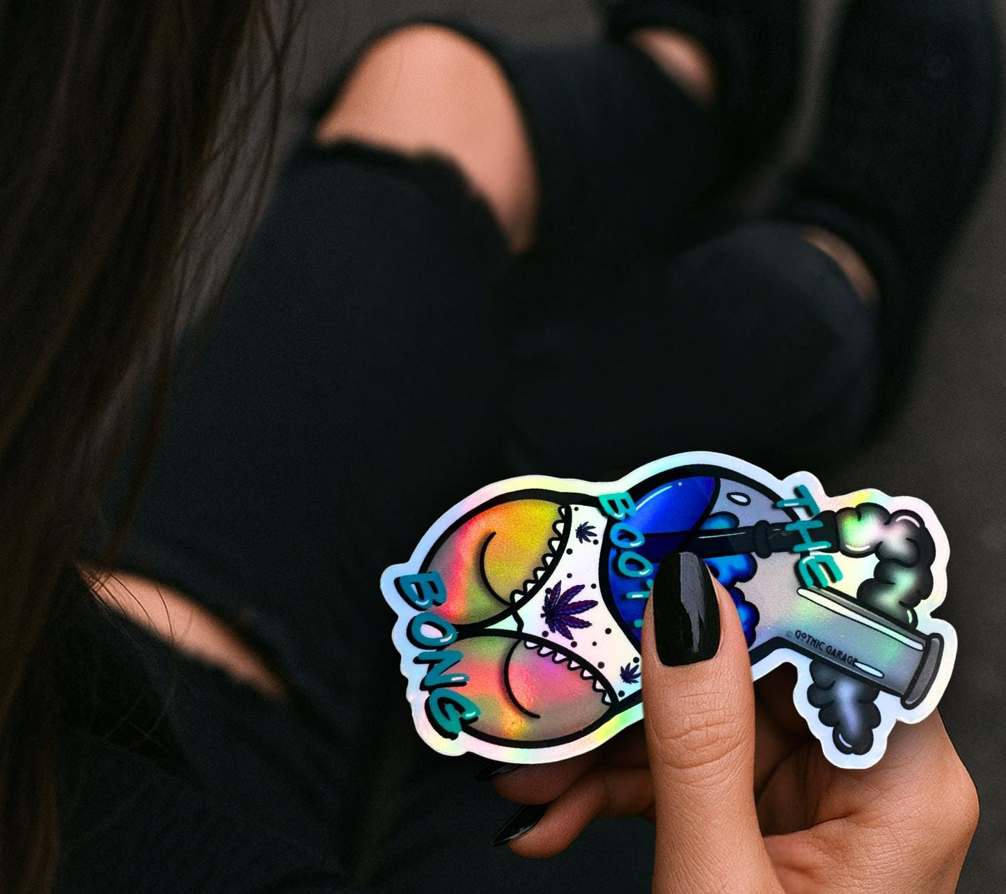 Marijuana Booty Bong- Goth Waterproof Sticker – Where Fun Meets Plant-Powered Vibes! - Perfect for Scrapbooking and Collecting - Tampa Home & Garden Store