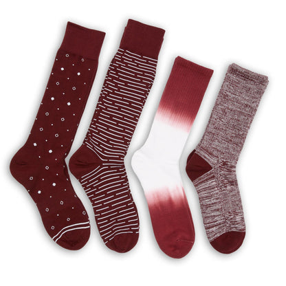 Maroon and White Performance Socks 4 Pack