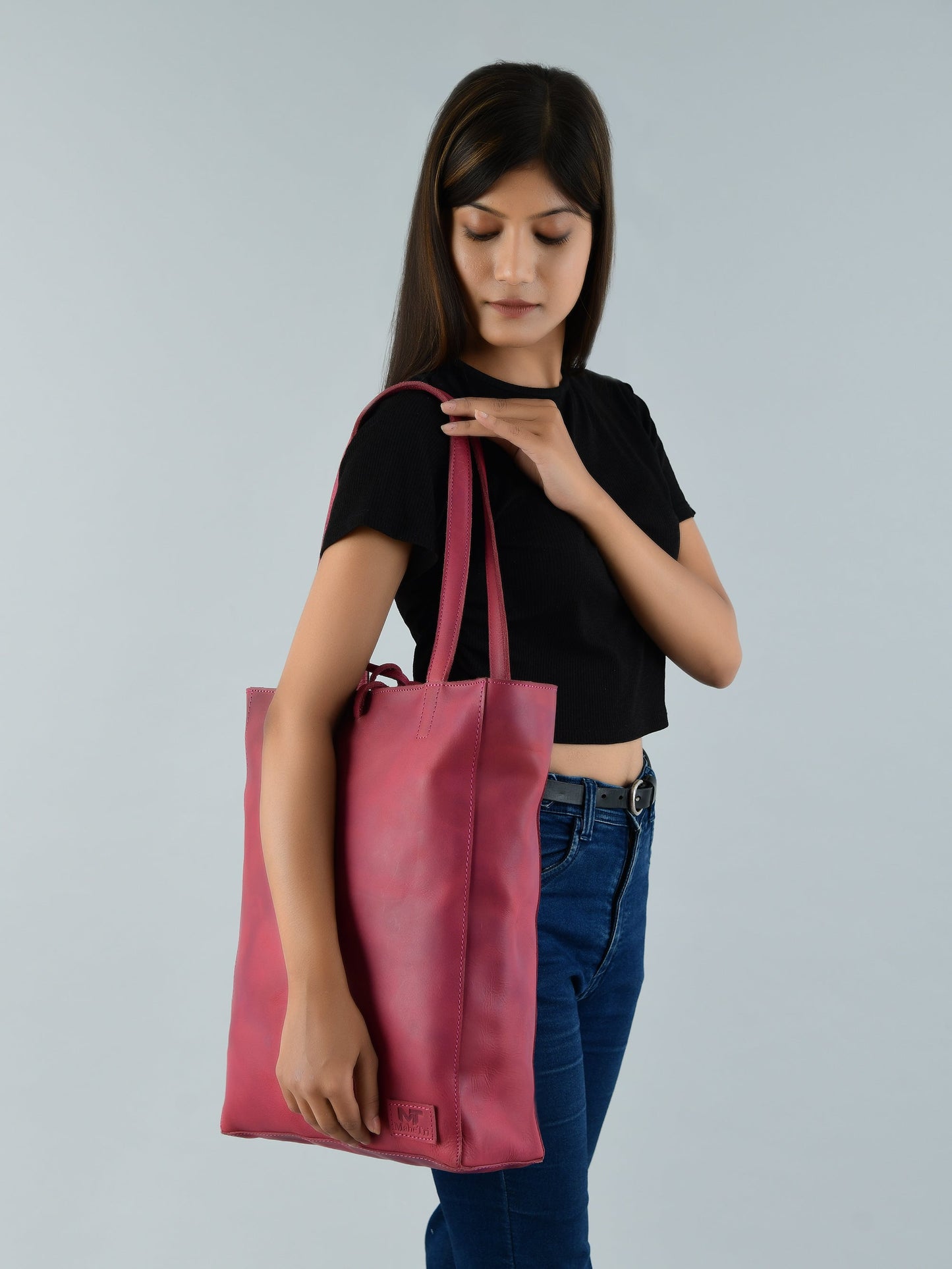 Maroon Leather Tote Bag - Tampa Home & Garden Store
