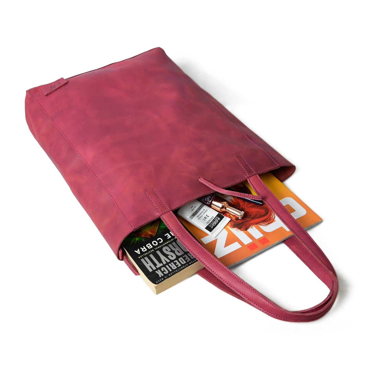 Maroon Leather Tote Bag - Tampa Home & Garden Store