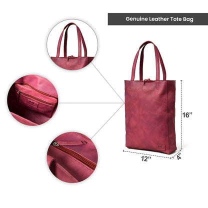 Maroon Leather Tote Bag - Tampa Home & Garden Store