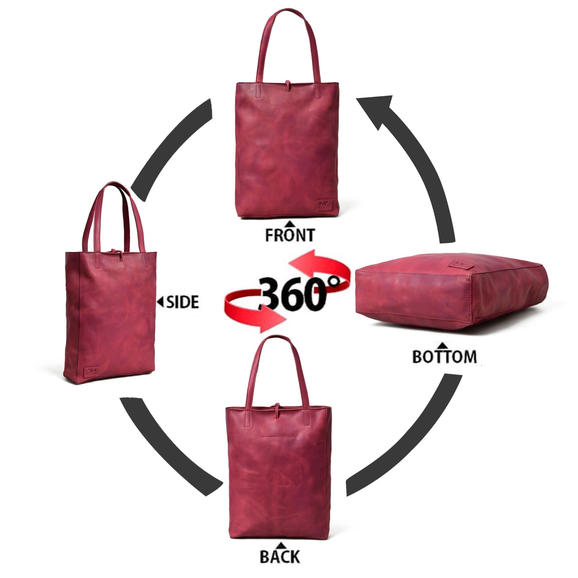 Maroon Leather Tote Bag - Tampa Home & Garden Store