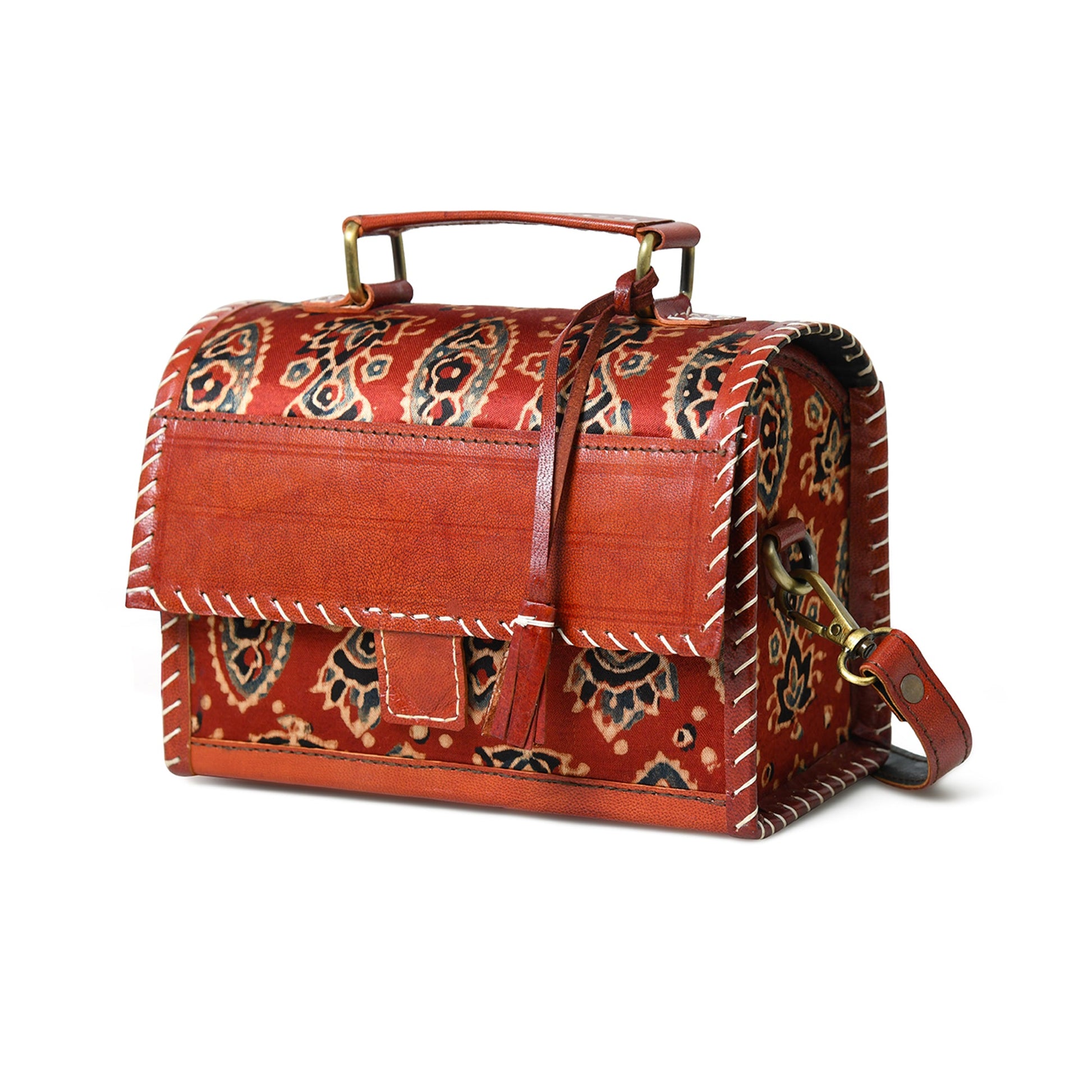 Maroon Mystique Ajrakh Satchel Purse - Tampa Home & Garden Store
