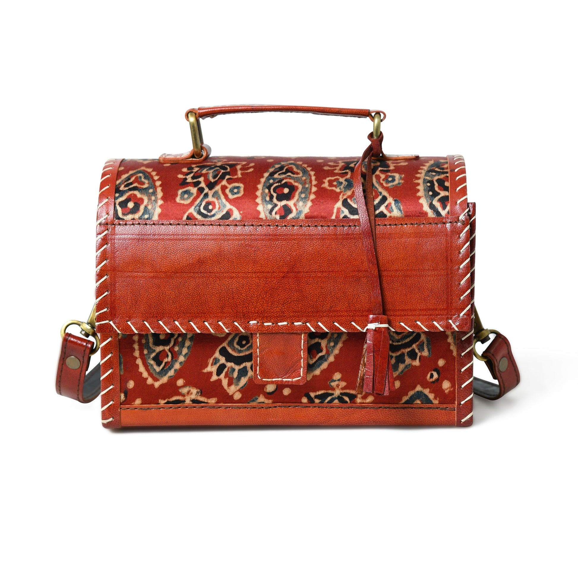 Maroon Mystique Ajrakh Satchel Purse - Tampa Home & Garden Store