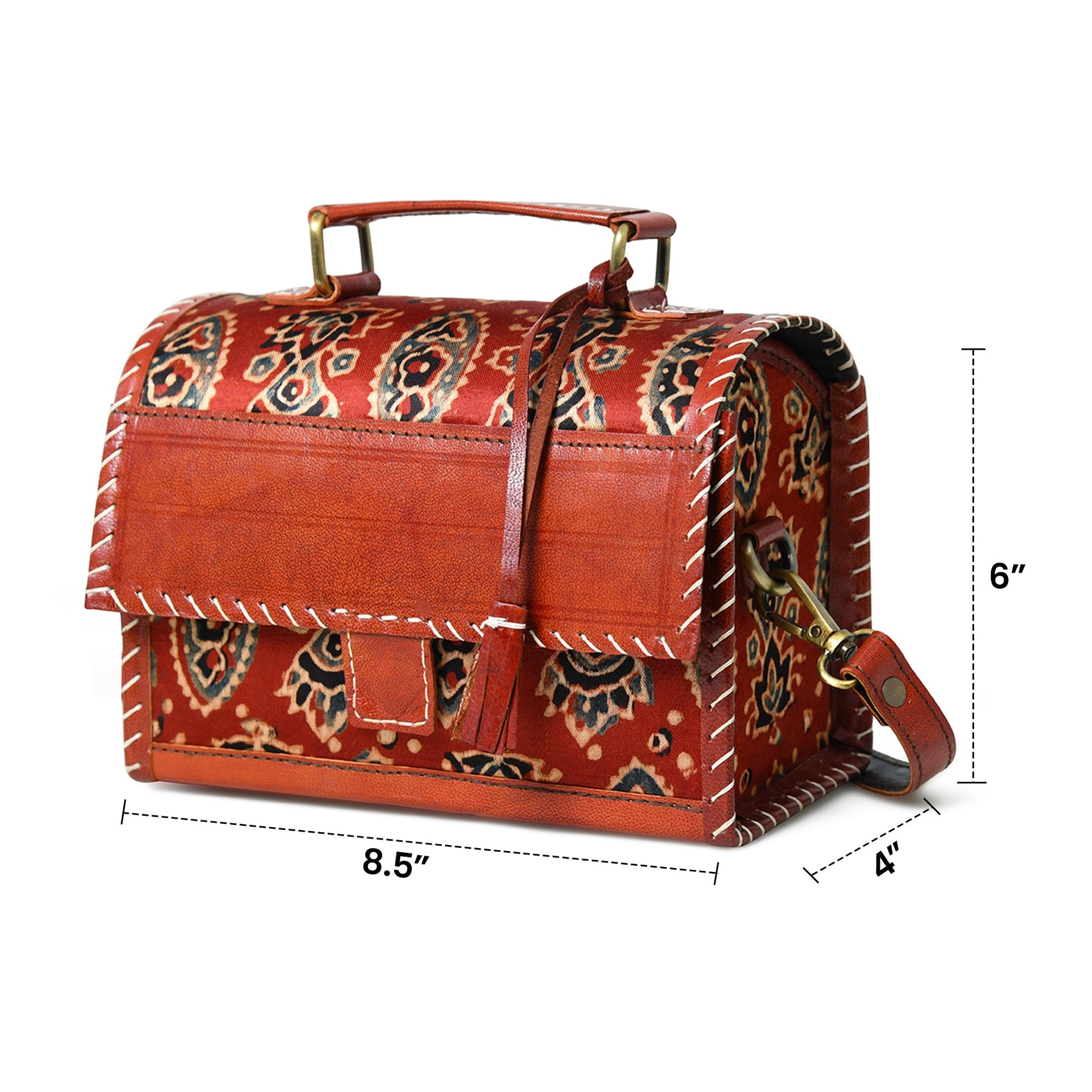 Maroon Mystique Ajrakh Satchel Purse - Tampa Home & Garden Store