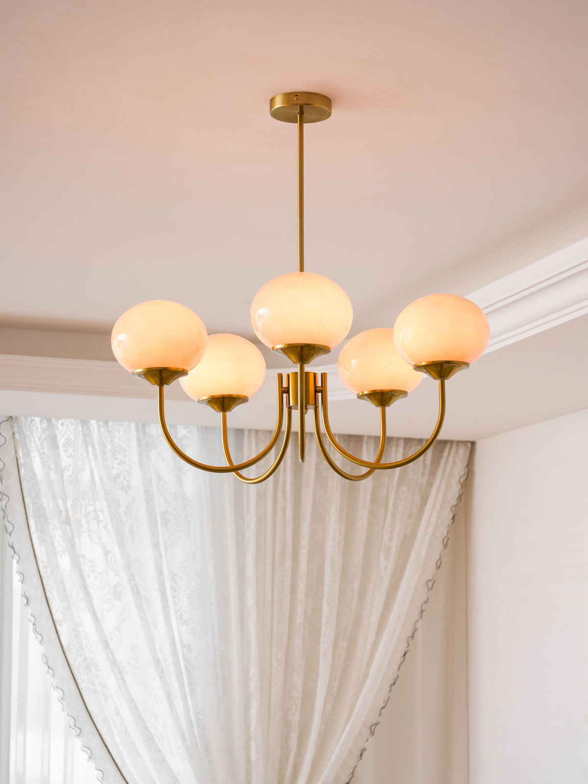Chandelier Moktan Sabai Marshmallow Modern Glass Bubble with hand-sprayed pink shades gold on Tampa Home & Garden Store