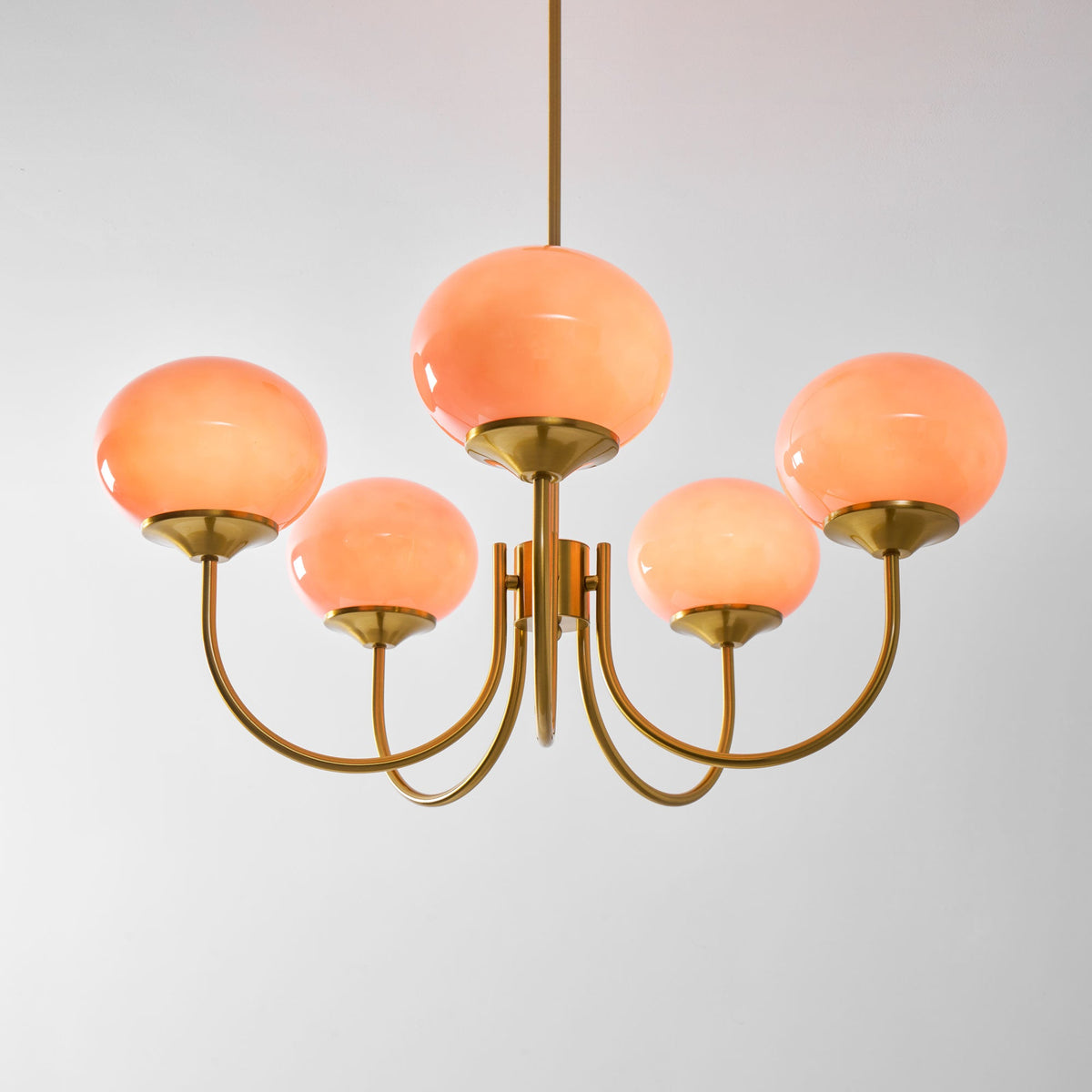 Chandelier Marshmallow glass bubble globes with hand-sprayed pink shades by Moktan Sabai on Tampa Home & Garden Store