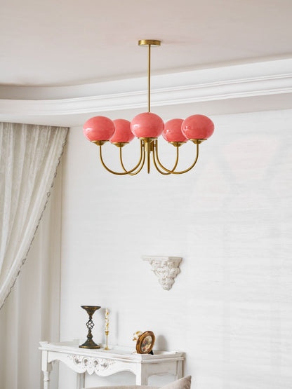 Chandelier Moktan Sabai Marshmallow modern glass bubble chandelier with pink shades on Tampa Home & Garden Store