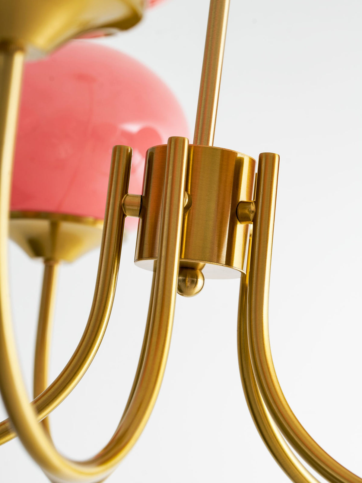 Chandelier Moktan Sabai Marshmallow with gold metal arms and hand-sprayed pink glass shades on Tampa Home & Garden Store