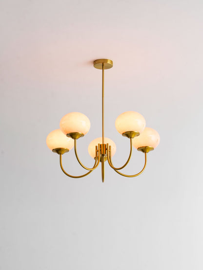 Marshmallow glass bubble chandelier with pink hand-sprayed shades in gold Moktan Sabai on Tampa Home & Garden Store