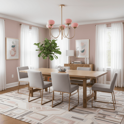 Chandelier Moktan Sabai Marshmallow modern glass bubble with pink shades, gold frame on Tampa Home & Garden Store