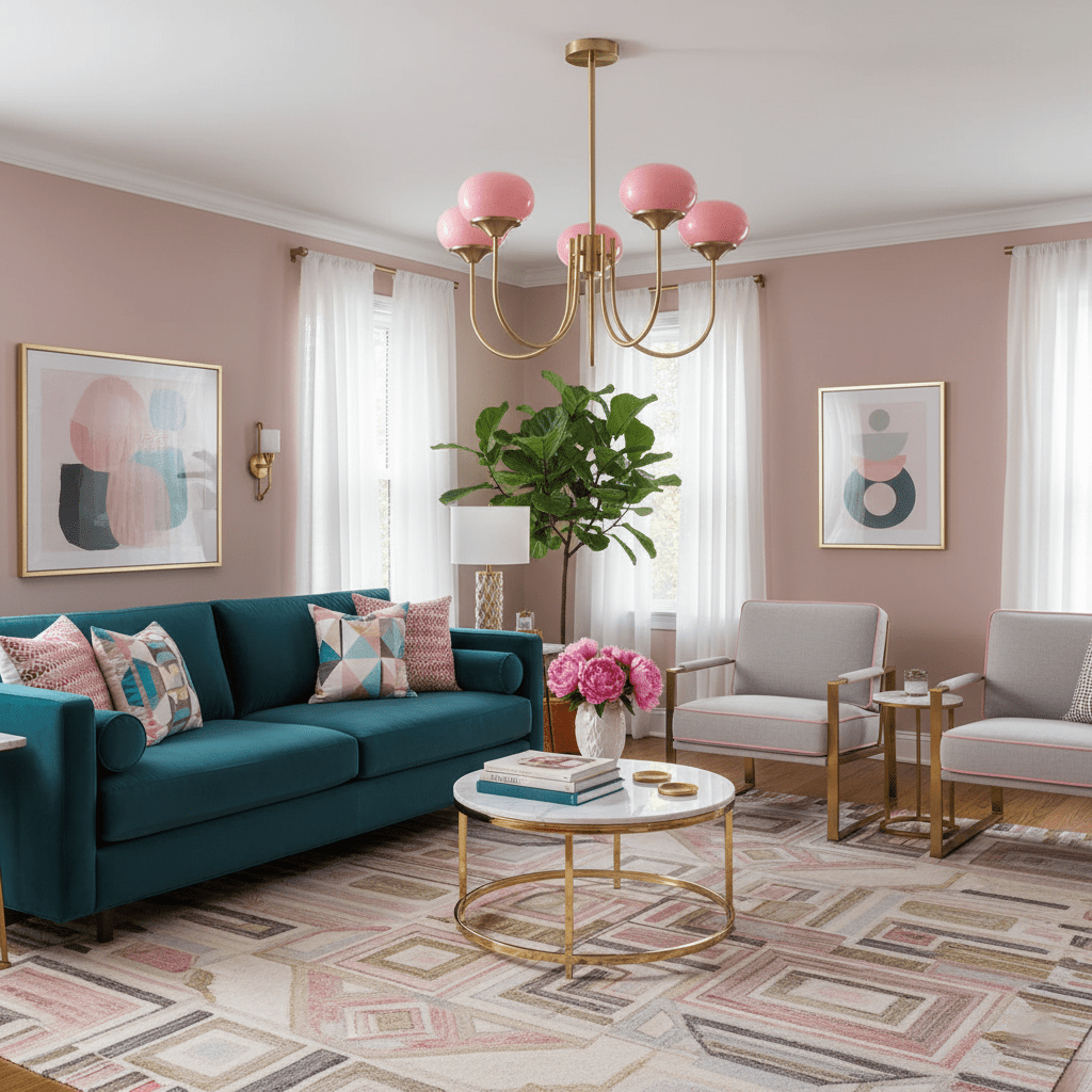 Chandelier Moktan Sabai Marshmallow glass bubble chandelier with hand-sprayed pink shades on Tampa Home & Garden Store