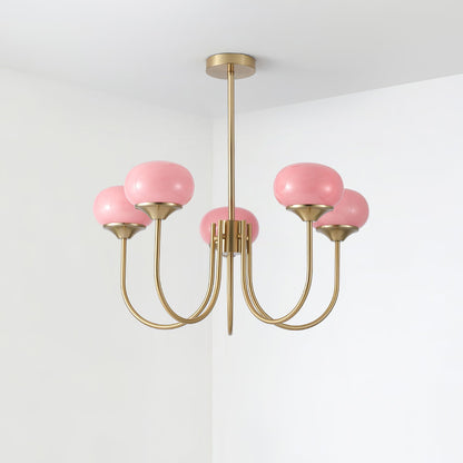Marshmallow glass bubble chandelier with pink shades by Moktan Sabai on Tampa Home & Garden Store