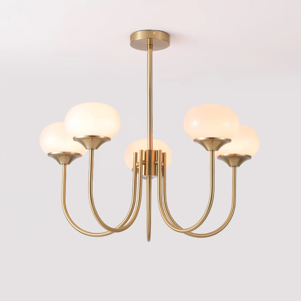Chandelier Marshmallow by Moktan Sabai with hand-sprayed pink glass bubble shades on Tampa Home & Garden Store