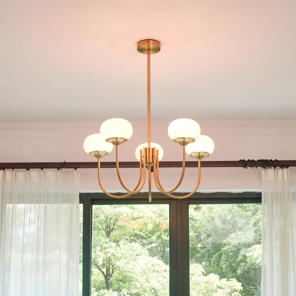 Chandelier Marshmallow modern glass bubble with pink hand-sprayed shades Moktan Sabai on Tampa Home & Garden Store