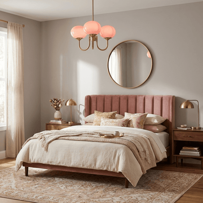 Chandelier Marshmallow by Moktan Sabai: modern glass bubble lights with pink shades on Tampa Home & Garden Store