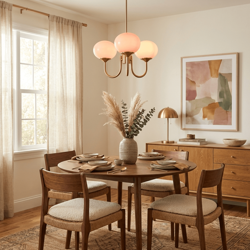 Marshmallow glass bubble chandelier with hand-sprayed pink shades by Moktan Sabai rose gold on Tampa Home & Garden Store