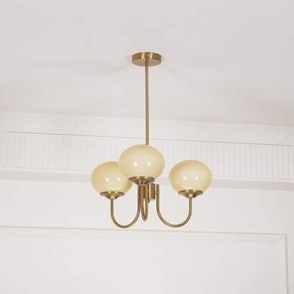 Chandelier Moktan Sabai Marshmallow modern glass bubble shades with brass finish on Tampa Home & Garden Store