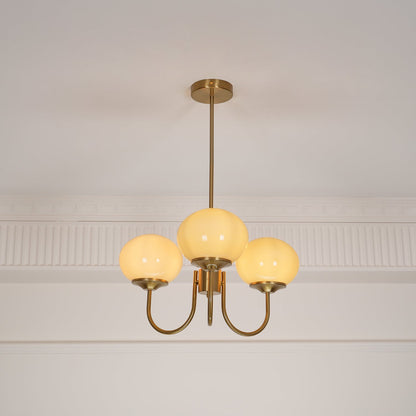 Marshmallow chandelier with hand-sprayed pink glass bubbles and brass frame by Moktan Sabai on Tampa Home & Garden Store
