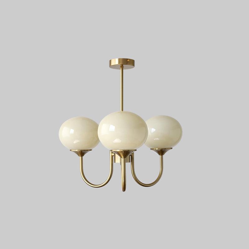 Chandelier Marshmallow glass bubble chandelier with three cream spheres and brass arms on Tampa Home & Garden Store