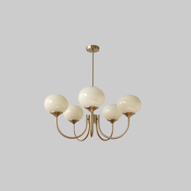 Marshmallow modern glass bubble chandelier hand-sprayed pink shades brass finish with six glass globes on Tampa Home & Garden Store