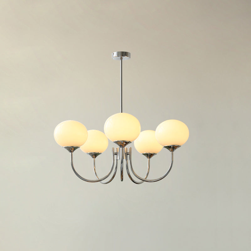Marshmallow glass bubble chandelier by Moktan Sabai with hand-sprayed pink shades, chrome arms on Tampa Home & Garden Store
