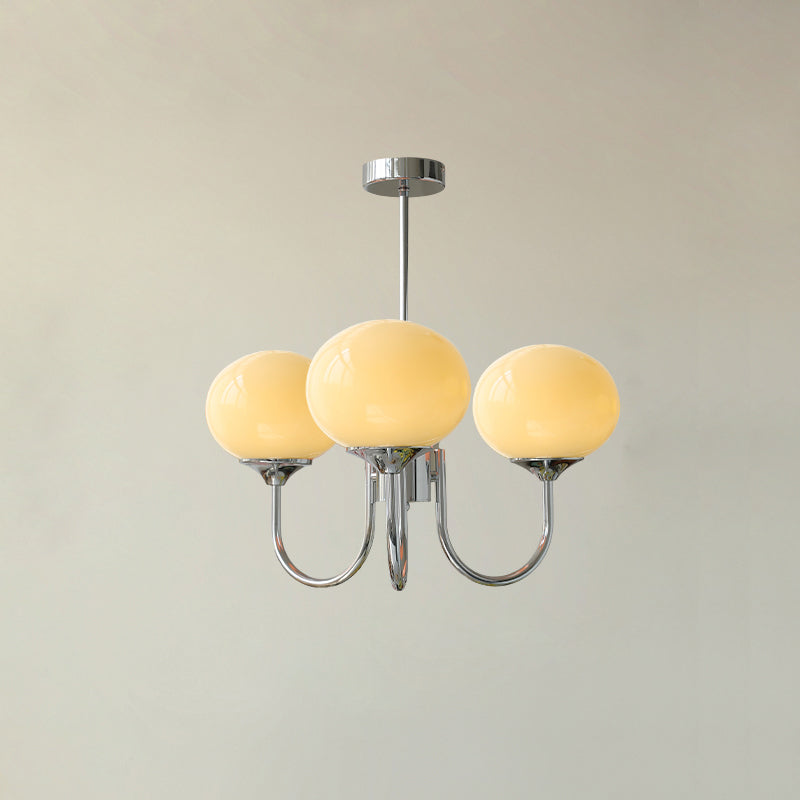 Chandelier Moktan Sabai modern glass bubble chandelier with 3 yellow shades and chrome arms on Tampa Home & Garden Store