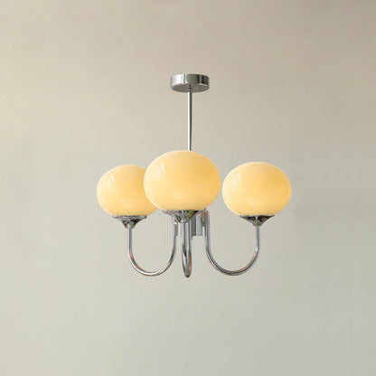 Chandelier Moktan Sabai modern glass bubble chandelier with 3 yellow shades and chrome arms on Tampa Home & Garden Store