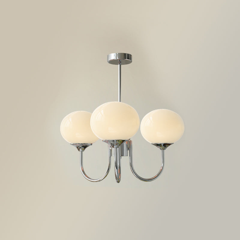Chandelier Moktan Sabai Marshmallow modern glass bubble with pink shades, 3 globes chrome on Tampa Home & Garden Store