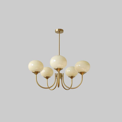 Chandelier Marshmallow glass bubble chandelier with brass finish Moktan Sabai on Tampa Home & Garden Store