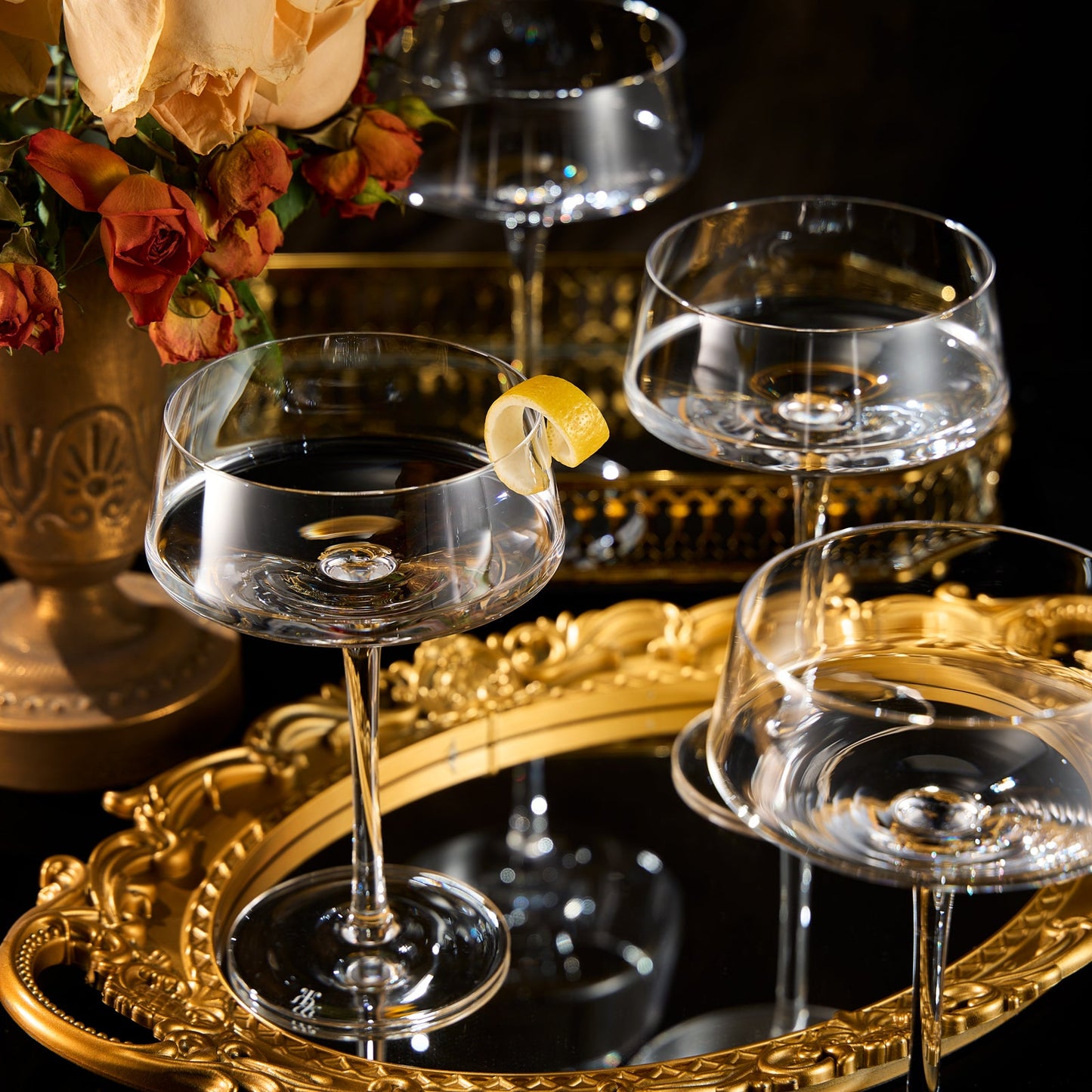 Stylish Set of Four Clear Spritz Glasses